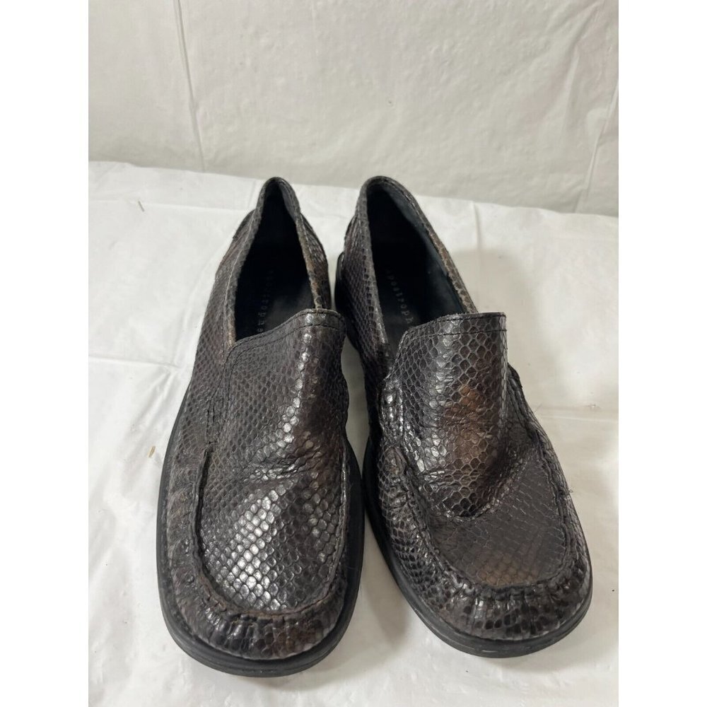Apostrophe Ratler Leather Loafers 8 M snake print brown black